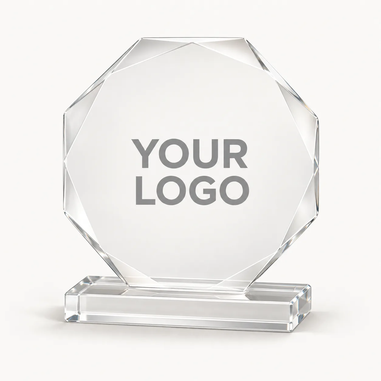 Octagonal Beveled Jade Glass Award