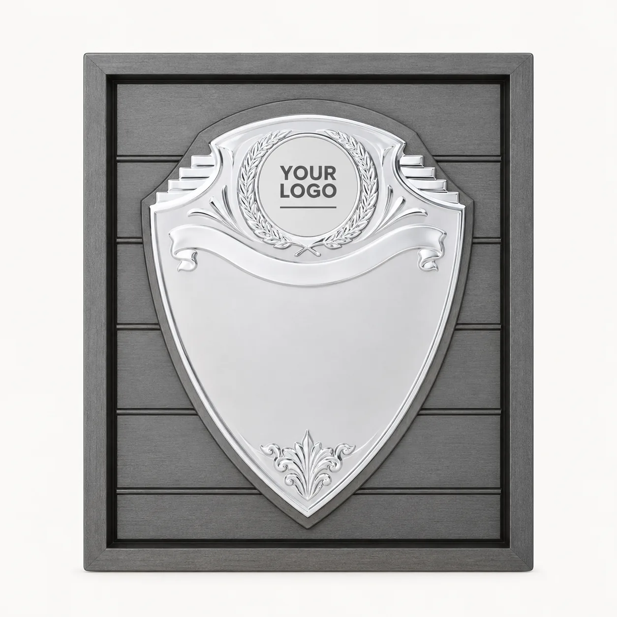 Valor Satin Silver Beveled Shield Award — 10.75 Inch