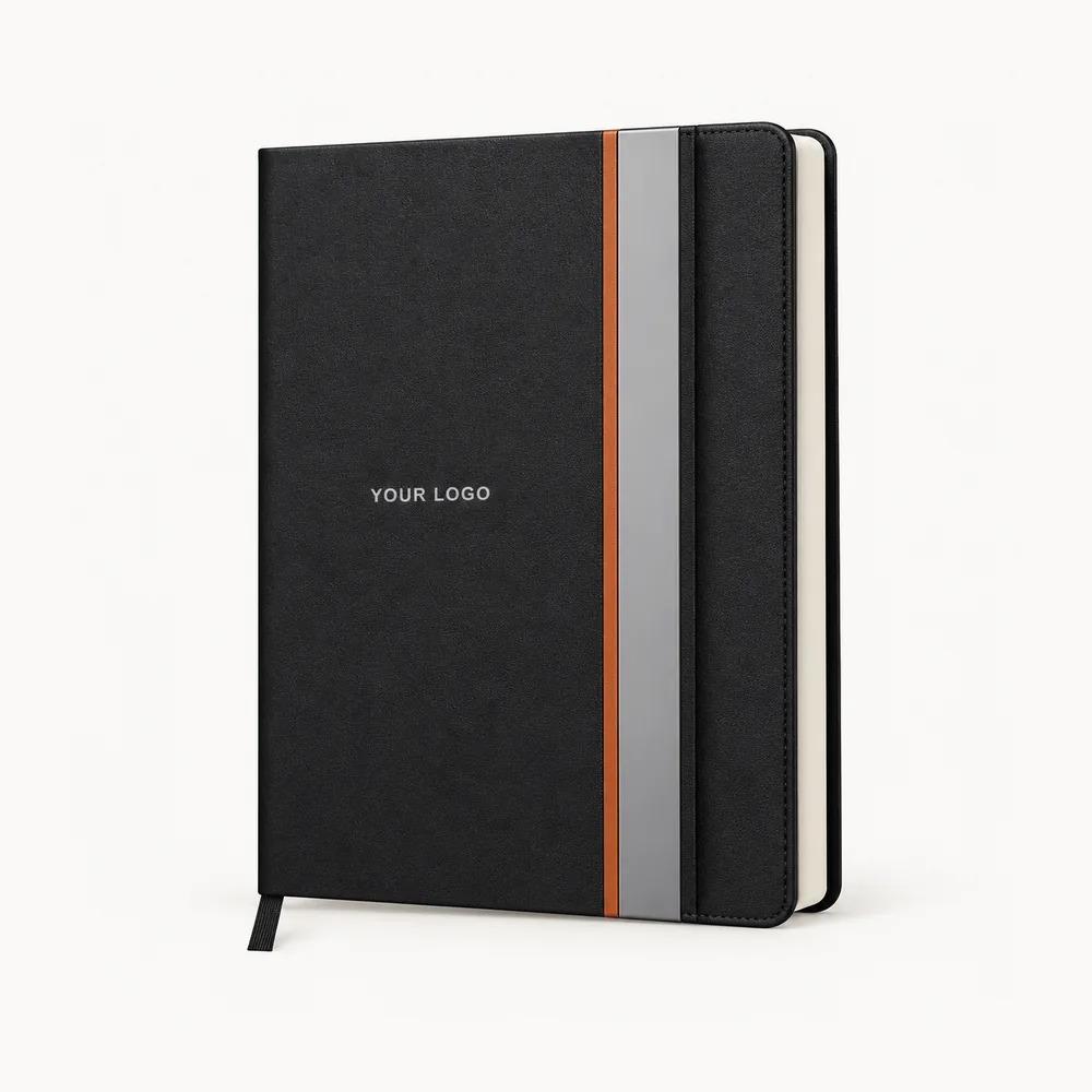 Notebook with a magnetic front flap