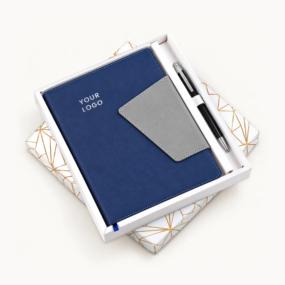 Blue diary-and-pen gift set