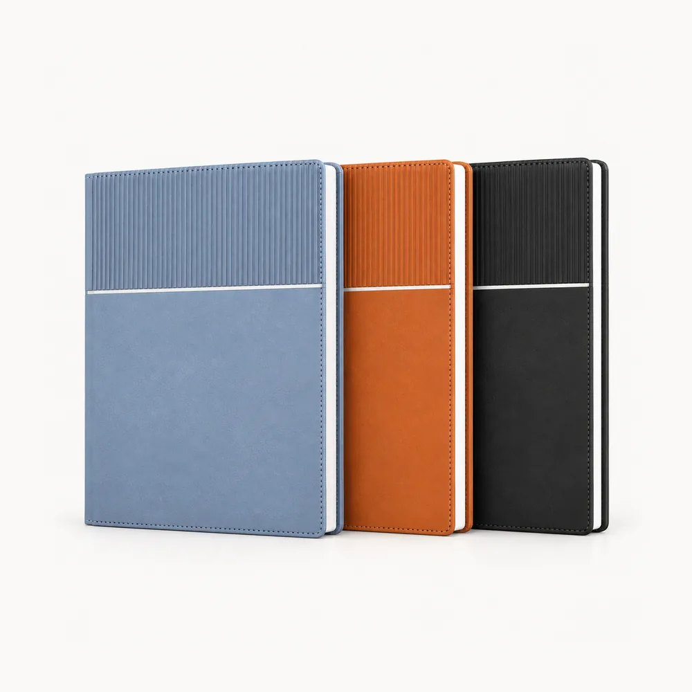 Three-colour ribbed-cover diary