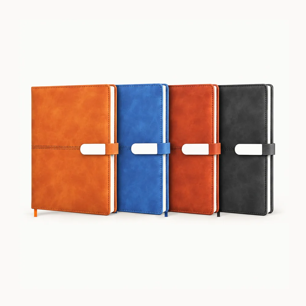 Four-colour diary with a rectangular strap closure