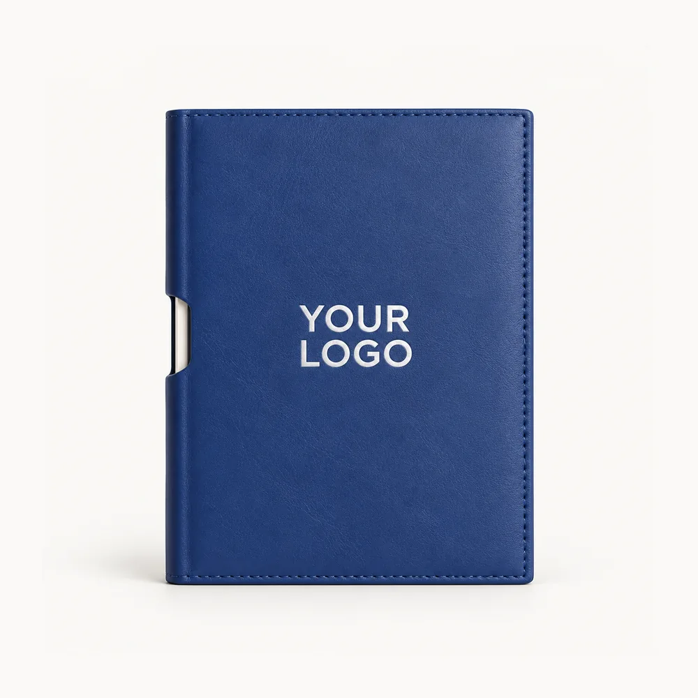 Navy diary with a side pen loop