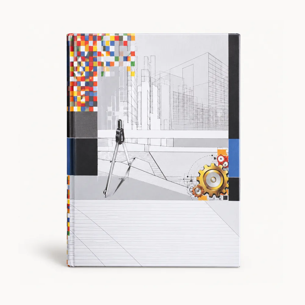 Diary with an engineering-plan cover illustration