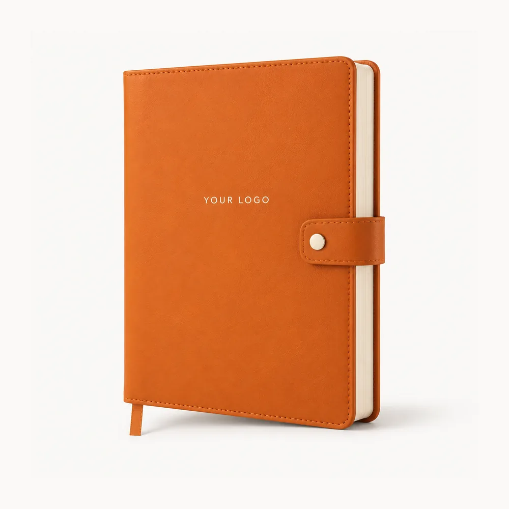 Orange diary with magnetic flap and round closure