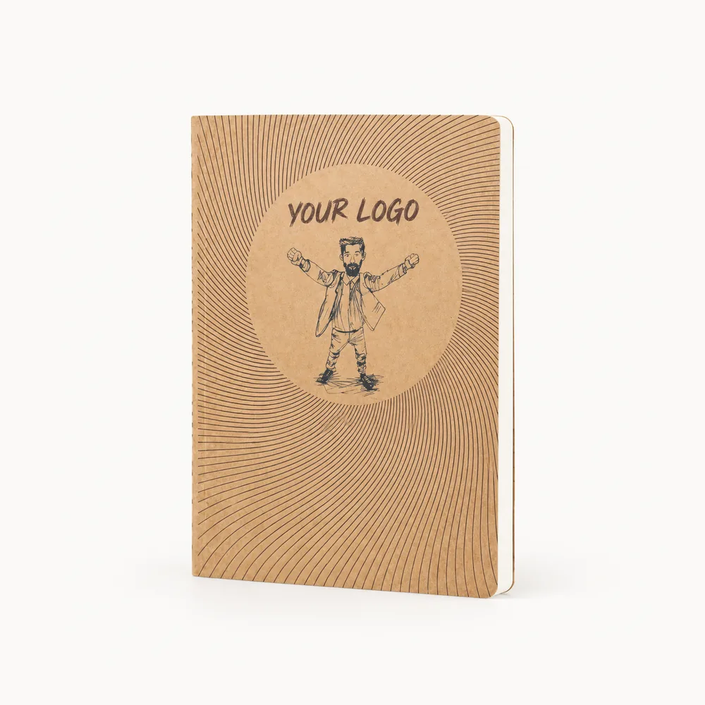Kraft-cover diary with a central figure illustration