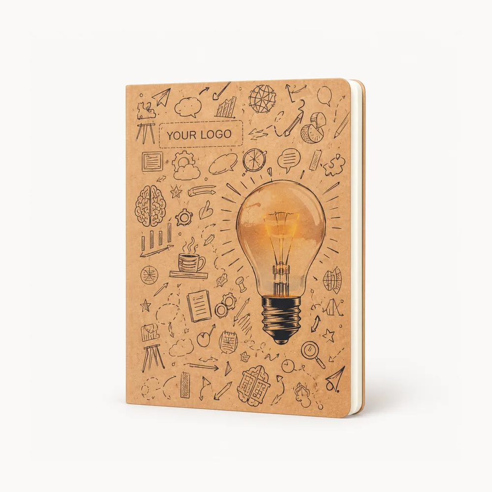 Kraft-cover diary with lightbulb artwork