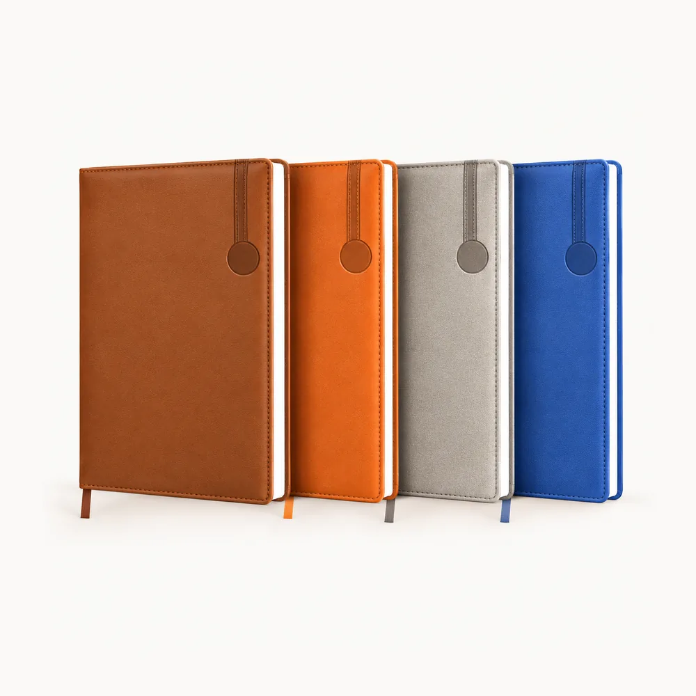 Four-colour circle-badge diary