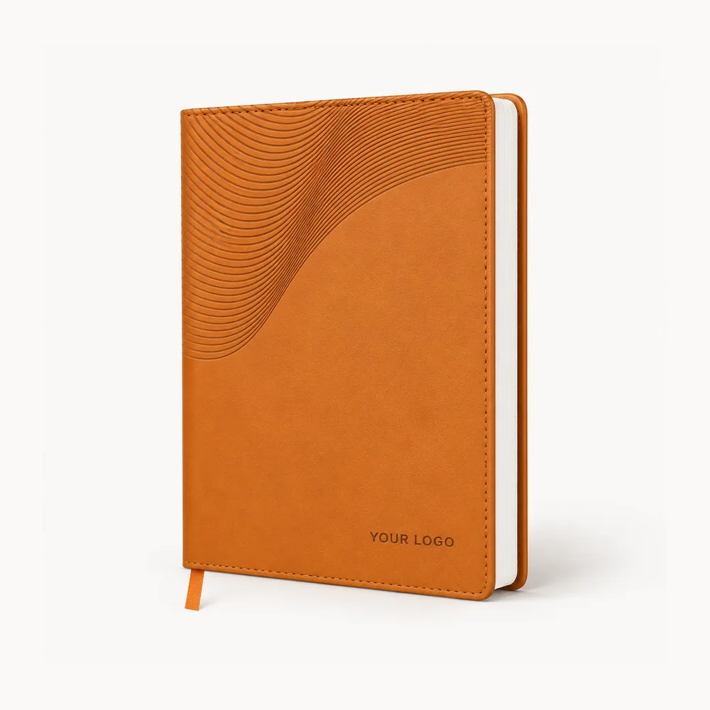 Tan/orange diary with curved embossing
