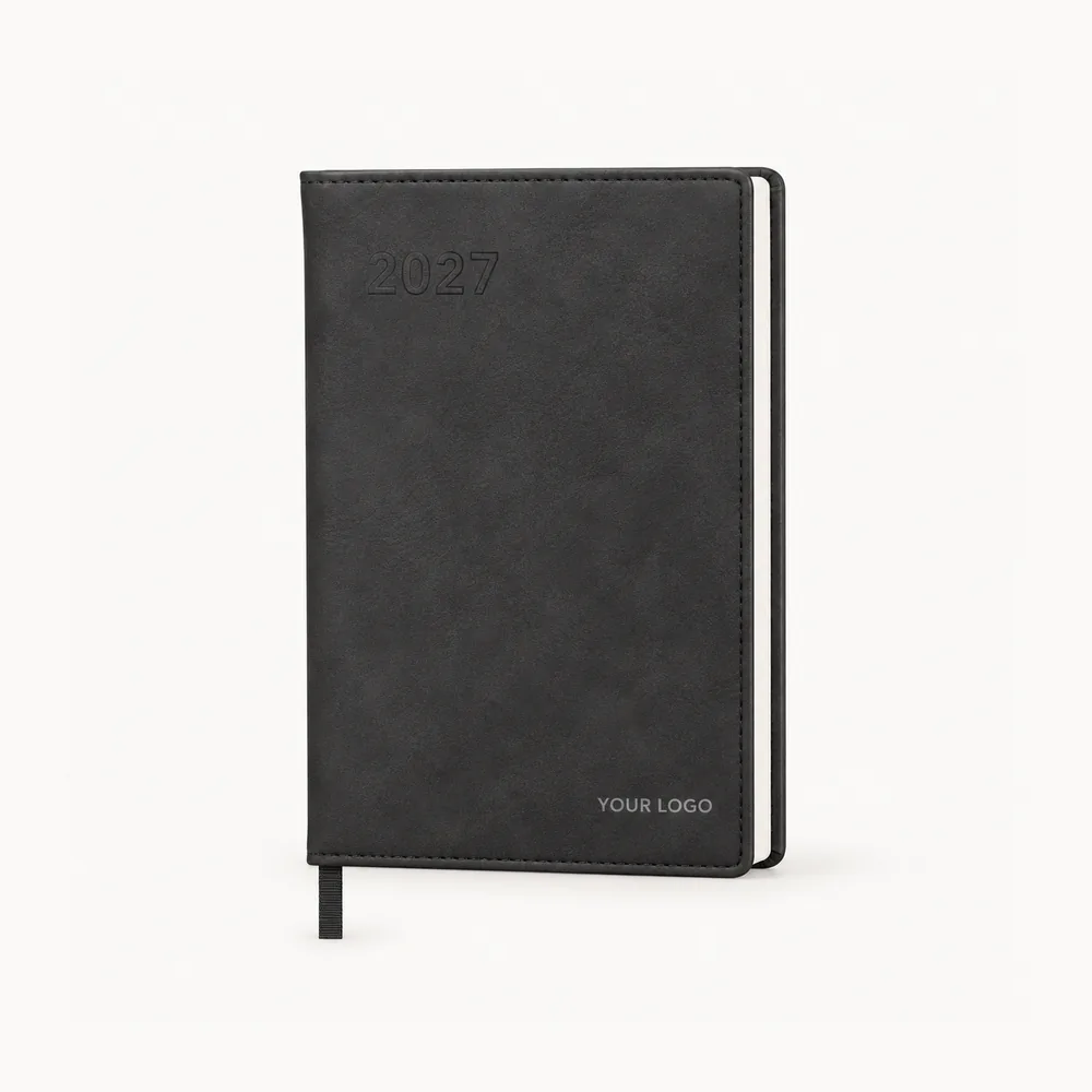 Black diary with a dated cover