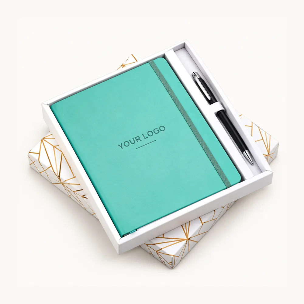 Turquoise diary-and-pen gift set